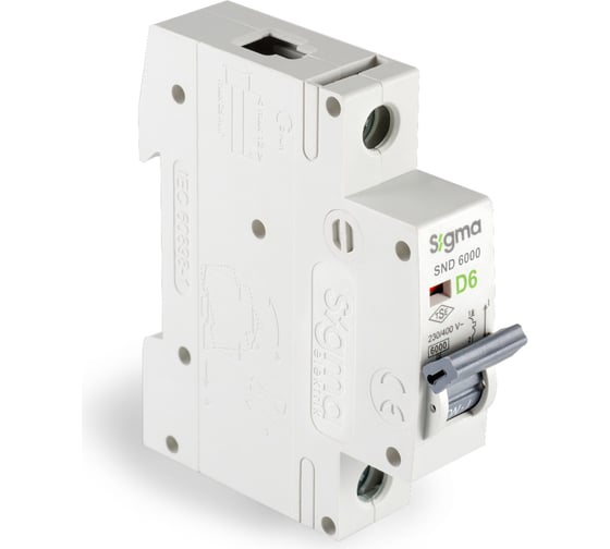 Изображение товара Автоматический выключатель Sigma Elektrik 1P D 6A 6kA 6SM106D