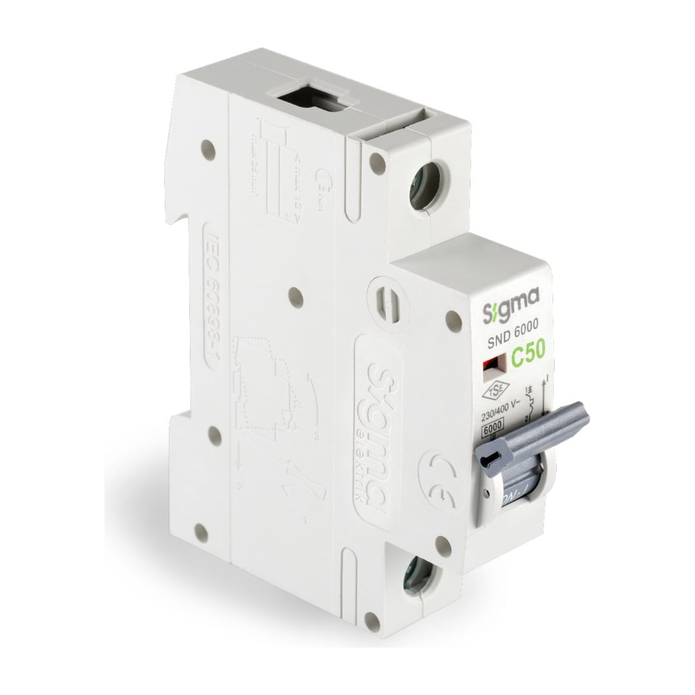 Изображение товара Автоматический выключатель Sigma Elektrik 1P C 50A 6kA 6SM150C для защиты цепей