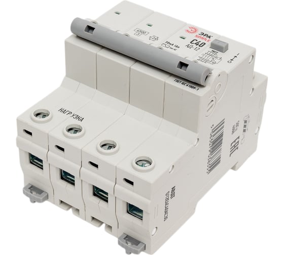 Изображение товара Автоматический выключатель дифференциального тока ЭРА АВДТ 4,5кА SIMPLE D12E4C40AC30 АД12, электронное, 3PN, С40, 30мА, тип АС Б0058930