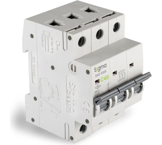 Изображение товара Автоматический выключатель Sigma Elektrik 3P C 40A 6kA 6SM340C