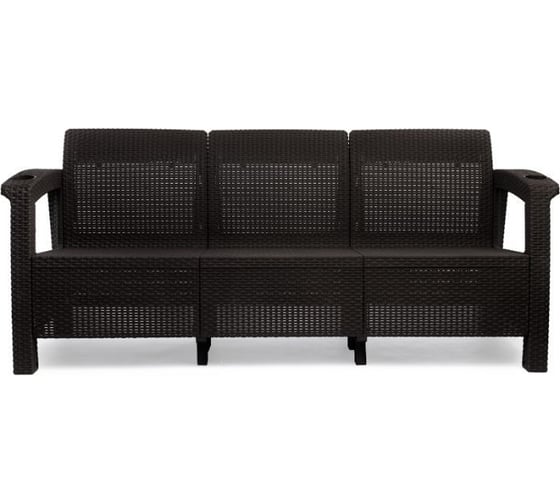 Изображение товара Диван WORKY ротанг, 3-х местный, 188x70x79 см, мокко, с бежевыми подушками ARD257815