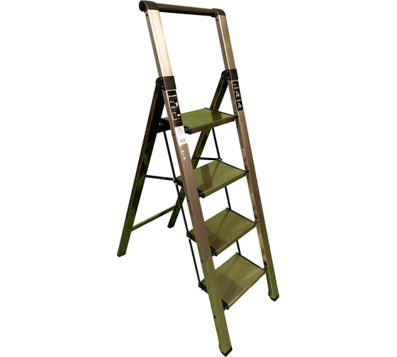 Изображение товара Алюминиевая стремянка SevenBerg calipso 4 широкие ступени золотая Calipso-4 gold