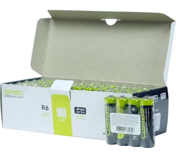 Изображение товара Солевой элемент питания Epilso (угольно-цинковый) r6/aa 60 шт EPB-R6-4S-60pc