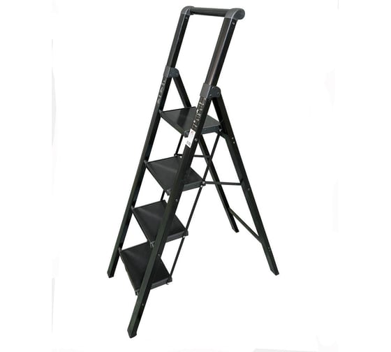Изображение товара Алюминиевая стремянка SevenBerg calipso 4 широкие ступени чёрная Calipso-4 black