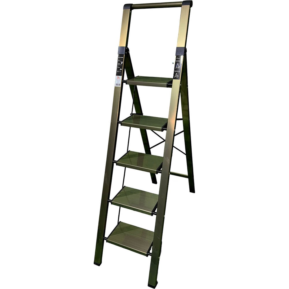 Изображение товара Алюминиевая стремянка SevenBerg Calipso 5 широких ступеней золотая