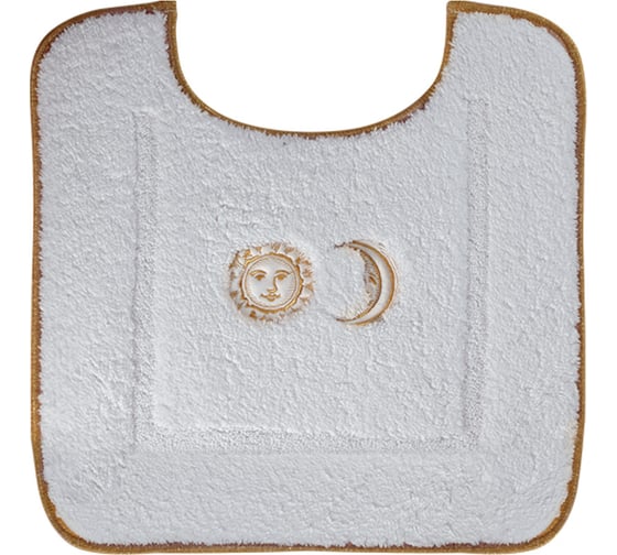 Изображение товара Коврик для WC Migliore COMPLEMENTI 60x60 см., белый, узор 6, вышивка СОЛНЦЕ/ЛУНА золото 22961