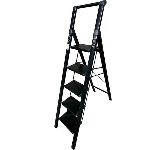 Изображение товара Алюминиевая стремянка SevenBerg calipso 5 широких ступеней чёрная Calipso-5 black