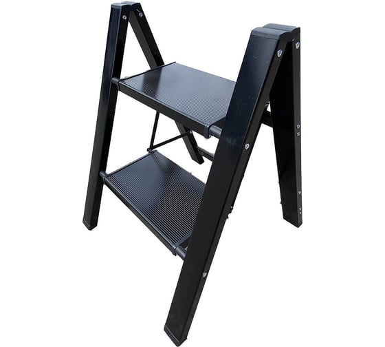 Изображение товара Алюминиевая стремянка SevenBerg milano 2 широкие ступени чёрная Milano-2 black
