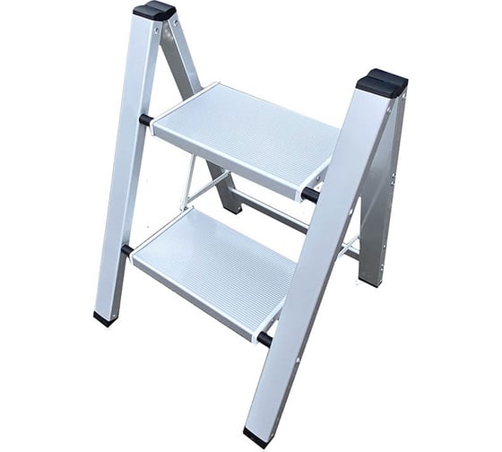 Изображение товара Алюминиевая стремянка SevenBerg milano 2 широкие ступени серебристая Milano-2 silver