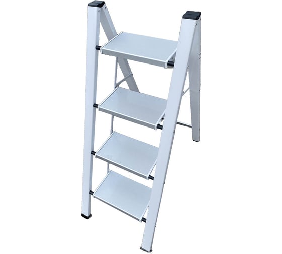 Изображение товара Алюминиевая стремянка SevenBerg milano 4 широкие ступени белая Milano-4 white