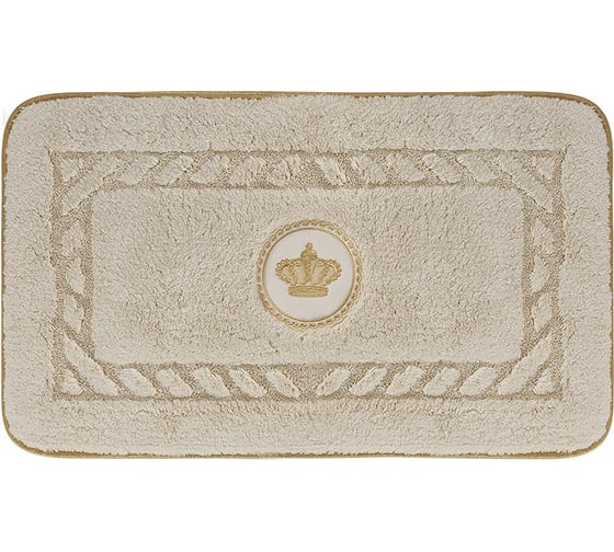 Изображение товара Коврик для ванной комнаты Migliore 70x140 см., вышивка логотип КОРОНА, кремовый, окантовка золото 30765