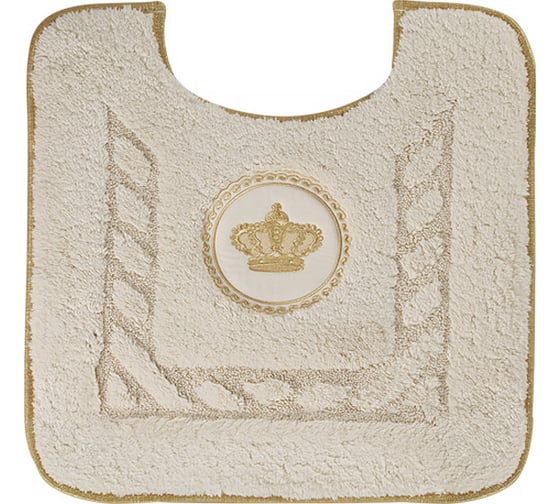 Изображение товара Коврик для WC Migliore 60x60 см., вышивка логотип КОРОНА, кремовый, окантовка золото 30768