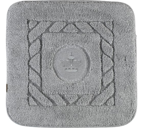 Изображение товара Коврик для ванной комнаты Migliore 60x60 см., вышивка логотип КОРОНА, серый, окантовка серебро 30761