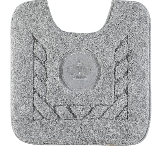 Изображение товара Коврик для WC Migliore 60x60 см., вышивка логотип КОРОНА, серый, окантовка серебро 30762