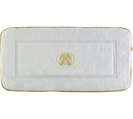Изображение товара Коврик для ванной комнаты Migliore 60x120 см., вышивка логотип, белый, окантовка золото 31925