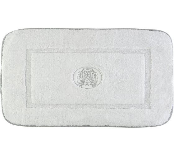 Изображение товара Коврик для ванной комнаты Migliore 60x100 см., вышивка логотип, белый, окантовка серебро 31922