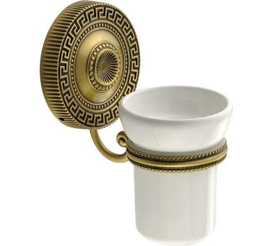 Изображение товара Настенный стакан Migliore MONTECARLO керамика, белая/бронза 31517
