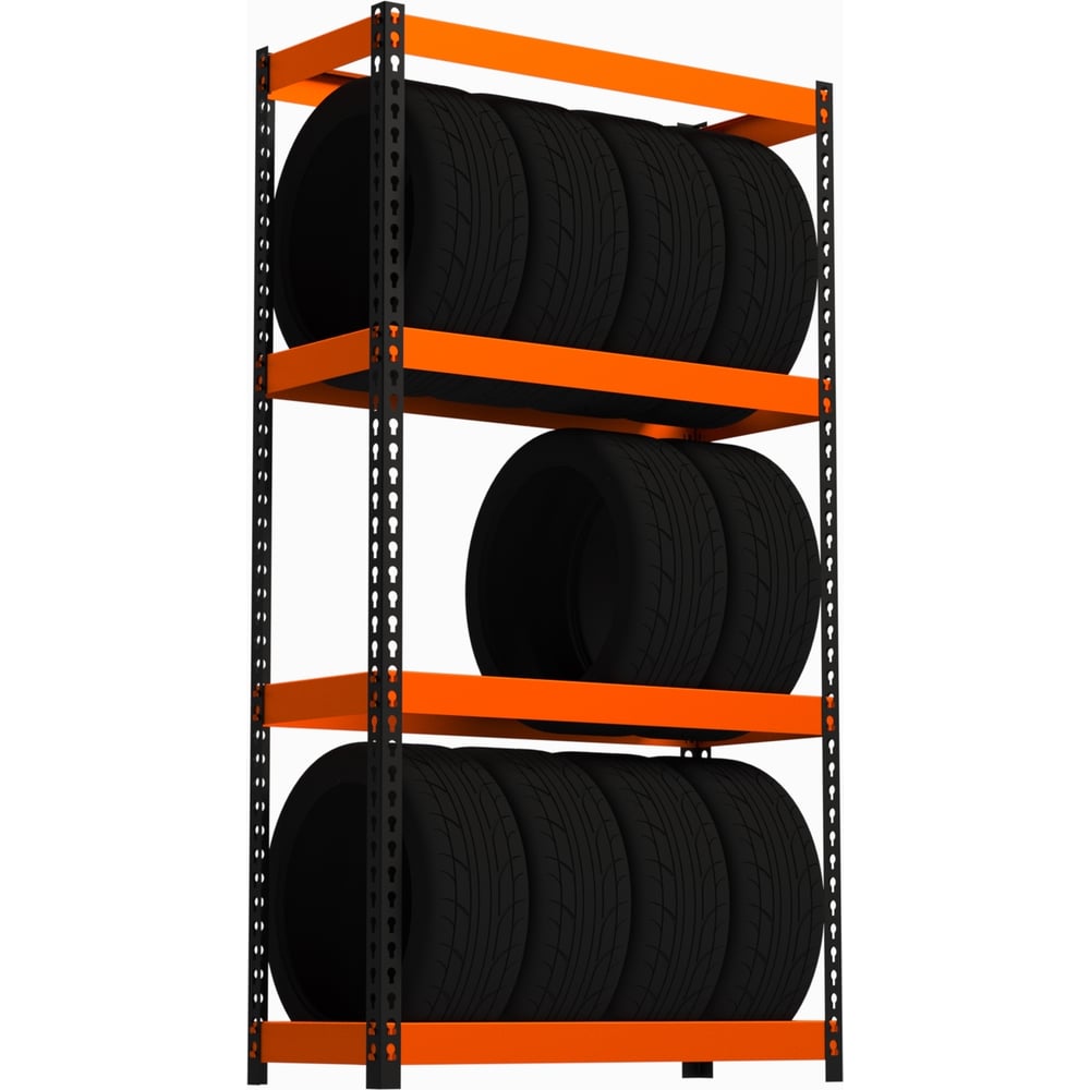 Изображение товара Стеллаж ООО Металекс серия TIRES 2200x1200x400 мм оранжево-чёрный