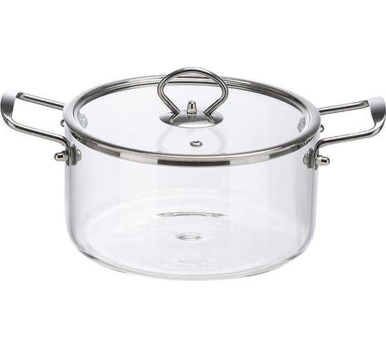 Изображение товара Кастрюля Leonord italiano, объем 2.5 л, из жаропрочного боросиликатного стекла с крышкой с пароотводом 105037