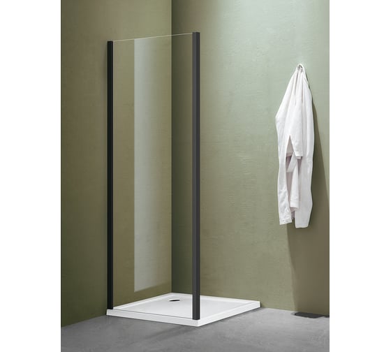 Изображение товара Боковая часть душевого ограждения SANTREK AQUA Lea- SP-1000-C-Matt Black 1000х1850 стекло прозрачное 5 мм, профиль чёрный 308484