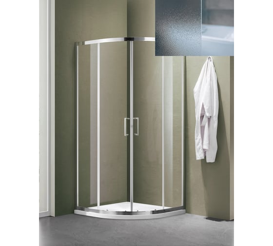 Изображение товара Душевое ограждение SANTREK AQUA Lea-R-800-G-Chrome 800х800х1850 мм, радиус, стекло грейп 5 мм, профиль хром 308501