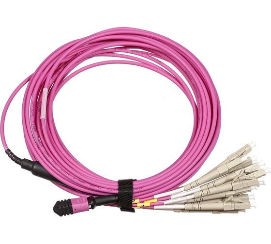 Изображение товара Кабельная сборка TopLAN MPO-12LC, 12 волокон OM4, низкие потери, LSZH, 10 м, розовая TOP-12M-12LC/OM4-10