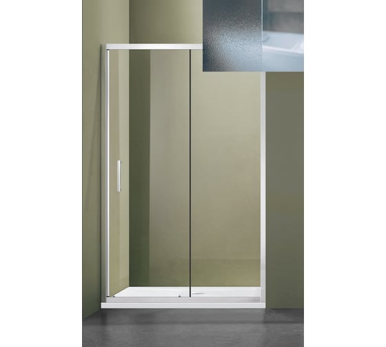 Изображение товара Душевое ограждение SANTREK AQUA Lea- DF-1300-G-Chrome 1300х1850 мм, прямое, стекло грейп 5 мм, профиль хром 308517