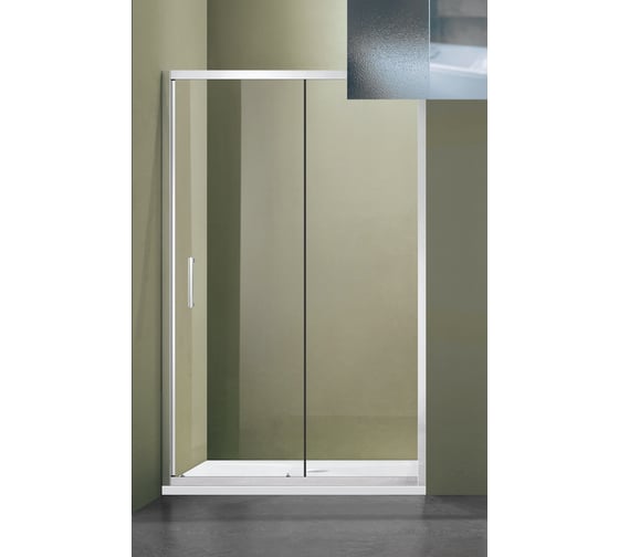 Изображение товара Душевое ограждение SANTREK AQUA Lea- DF-1100-G-Chrome 1100х1850 мм, прямое, стекло грейп 5 мм, профиль хром 308511