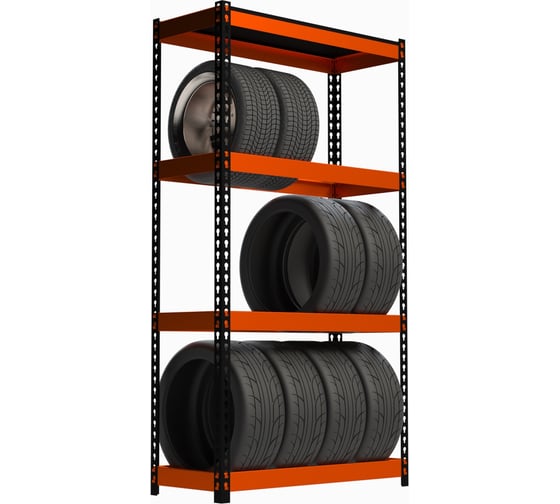 Изображение товара Стеллаж ООО Металекс Metalex серия TIRES 1800x1600x600 мм, одна полка, оранжево-чёрный SMTIO181660