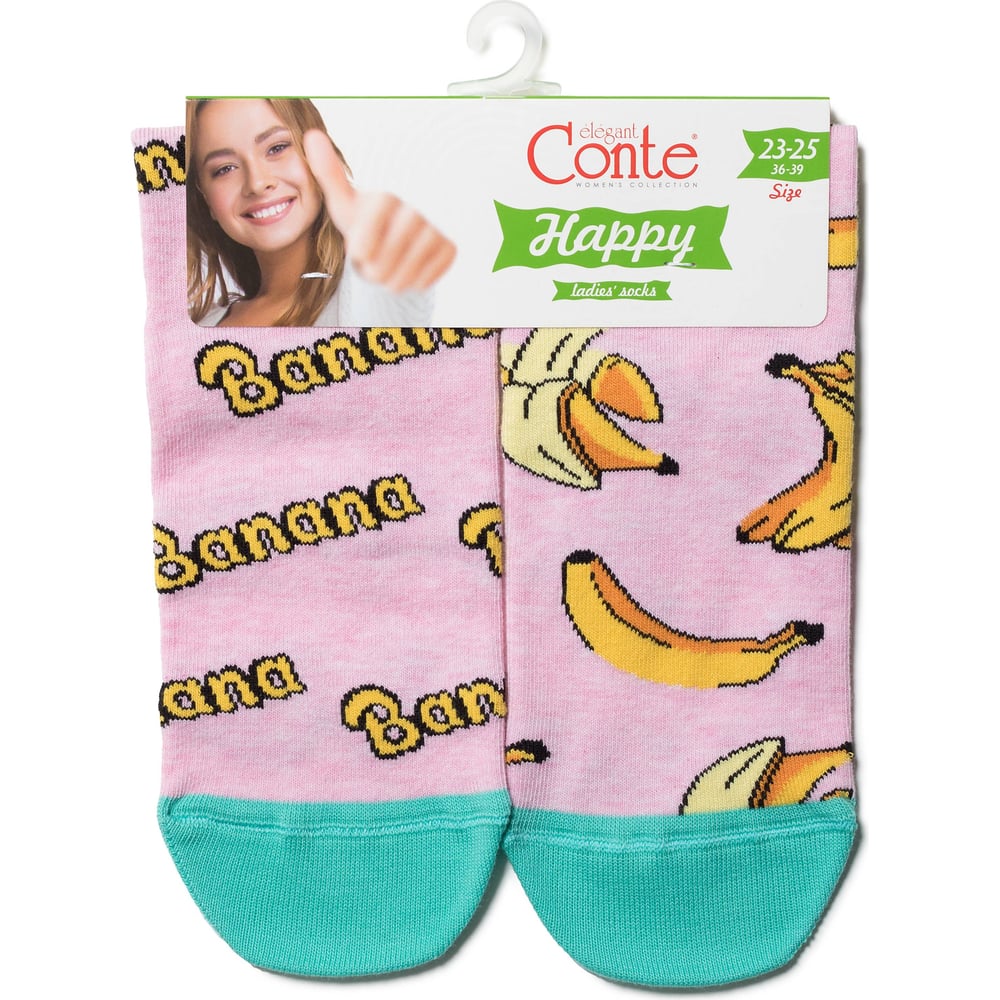 Изображение товара Женские хлопковые носки Conte elegan t happy светло-розовые