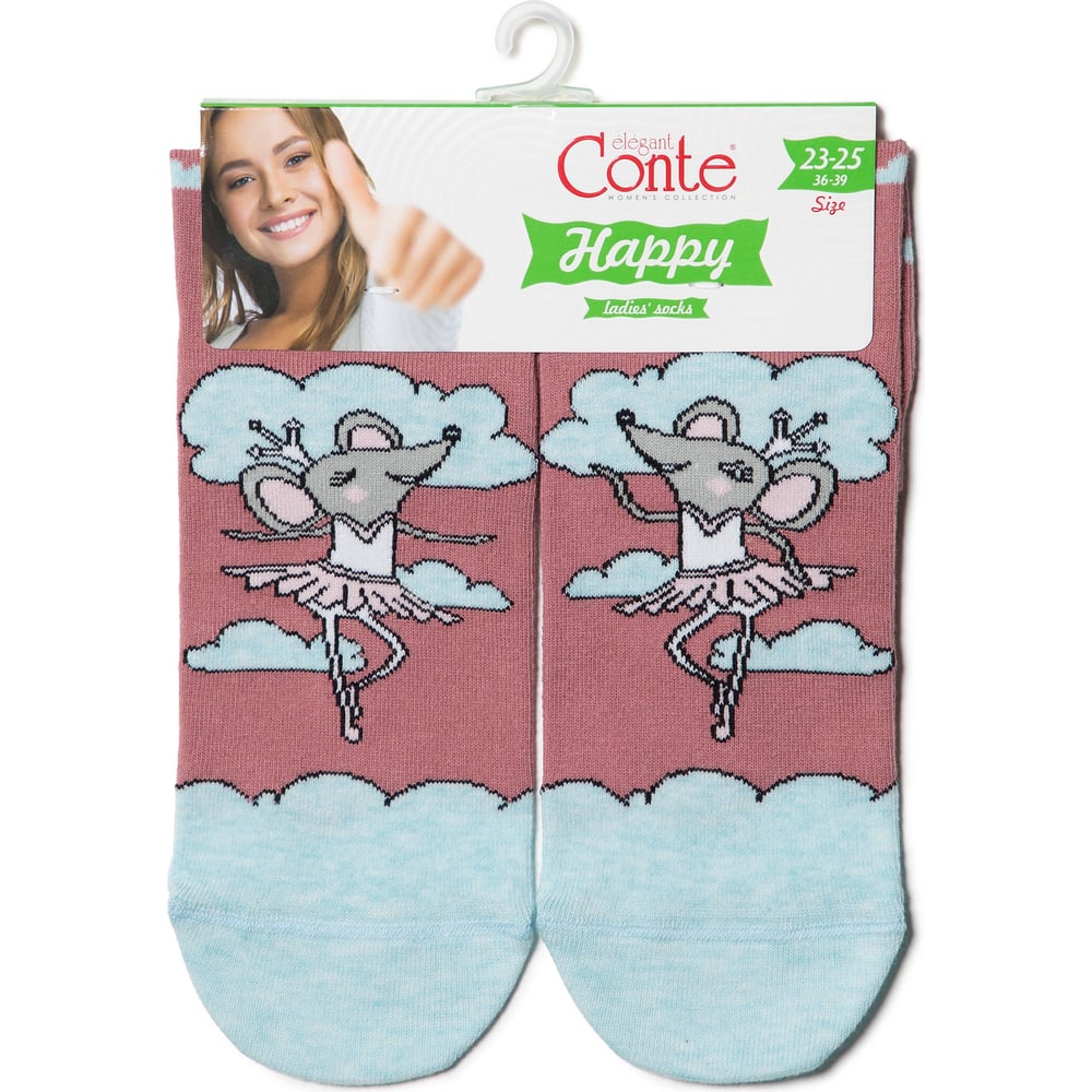 Изображение товара Женские хлопковые носки Conte elegant happy 18с-227сп 23-25 пепельно-розовые