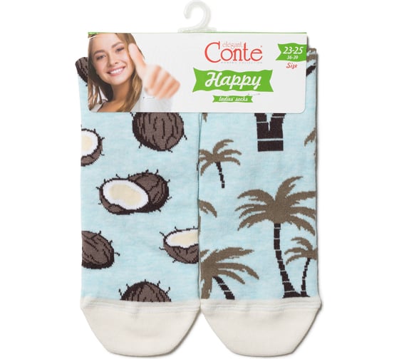 Изображение товара Женские хлопковые носки Conte elegan t happy 18с-227сп, р.23-25, 165 бледно-бирюзовый 1001320870030338165
