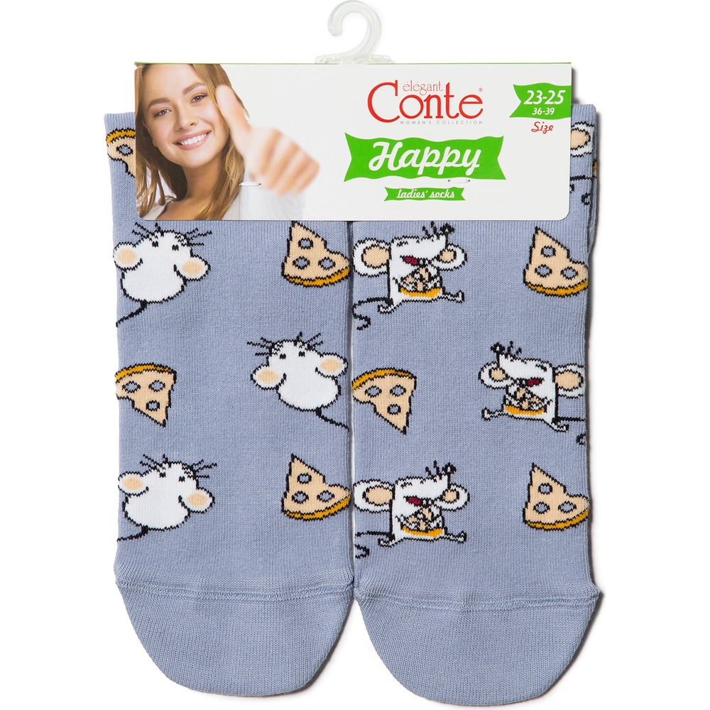 Изображение товара Женские хлопковые носки Conte классические 23-25 светлый джинс