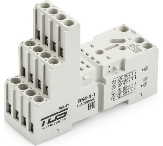 Изображение товара Колодка для реле TDS RS4-3-1 серии RL-4 10A 300VAC 10 шт TDS34184