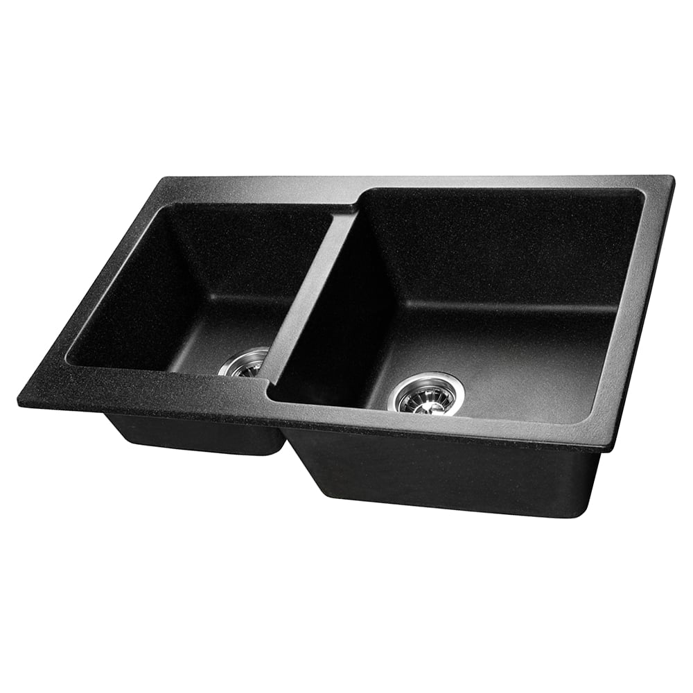 Изображение товара Мойка SANTREK AQUA BOXY SA-B780K 2 чаши 780х510 мм, черный-308, без сифона 313779