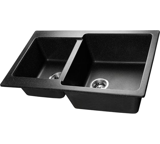 Изображение товара Мойка SANTREK AQUA BOXY SA-B780K 2 чаши 780х510 мм, черный-308, без сифона 313779