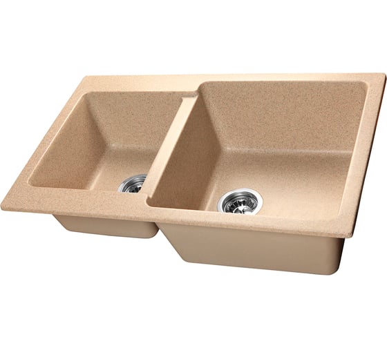 Изображение товара Мойка SANTREK AQUA BOXY SA-B780K 2 чаши 780х510 мм, песок-302, без сифона 313782