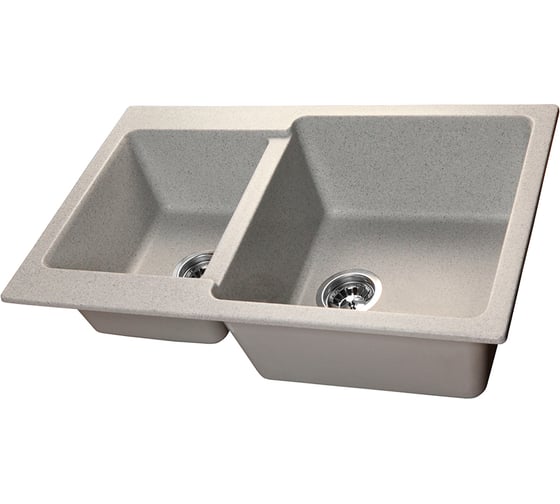 Изображение товара Мойка SANTREK AQUA BOXY SA-B780K 2 чаши 780х510 мм, серый-310, без сифона 313778