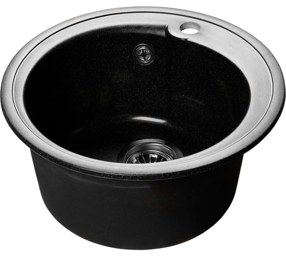 Изображение товара Мойка AQUA ROUND SA-R450 D=443 мм, круглая SANTREK (черный-308) (+ сифон) 313553