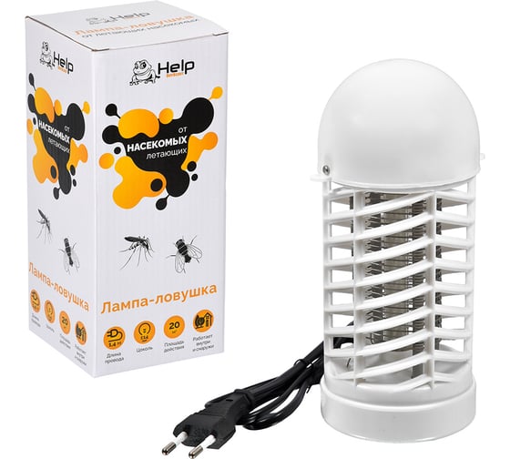Изображение товара Лампа-ловушка для уничтожения летающих насекомых HELP 9х9х20 см 80401