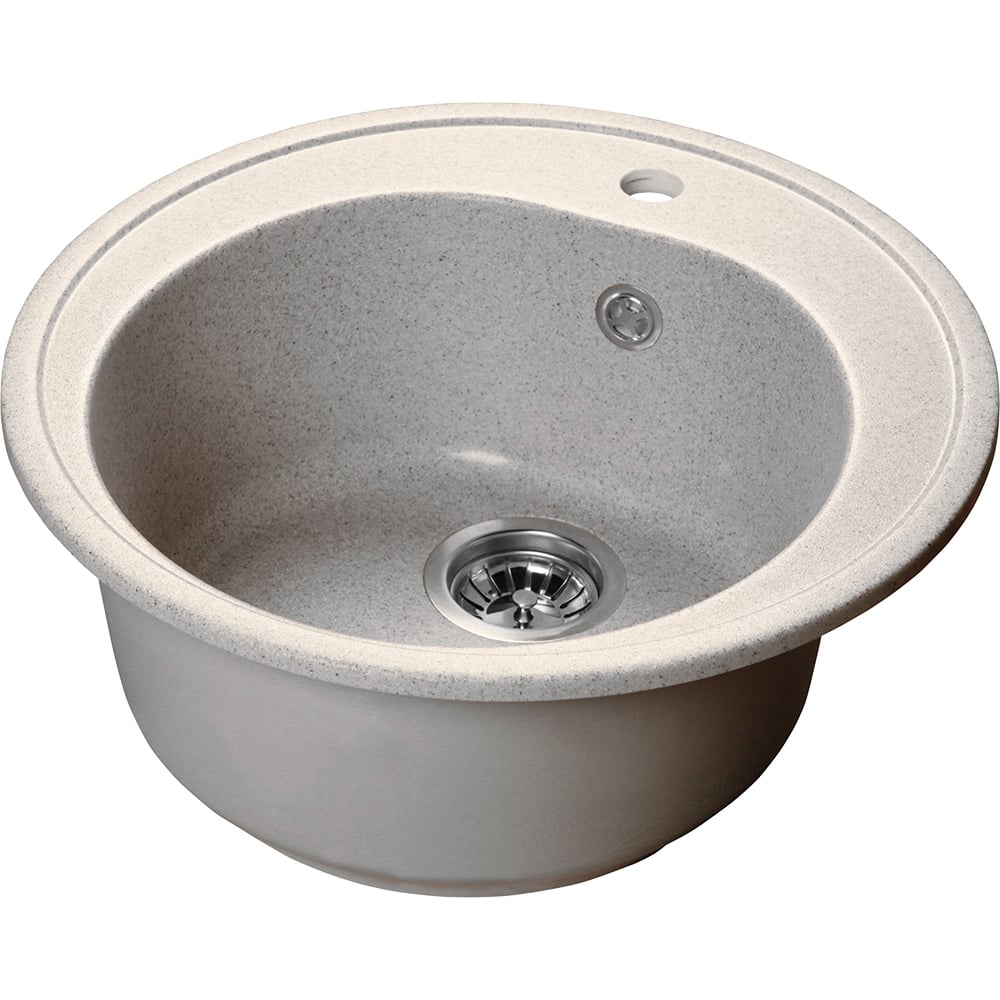 Изображение товара Круглая врезная кухонная мойка SANTREK AQUA ROUND SA-R510 серый искусственный мрамор