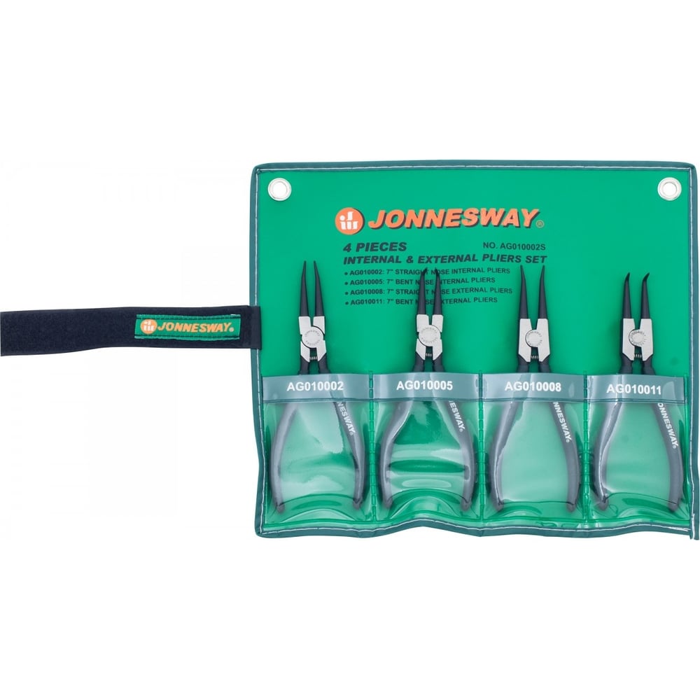 Изображение товара Универсальный набор щипцов для стопорных колец Jonnesway AG010002S 4 предмета