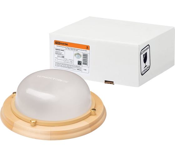 Изображение товара Светильник для саун TDM ELECTRIC "терма" нбб 03-60-013 корпус дер.липа круг, до +140c, 60 вт, ip65 SQ0303-0442