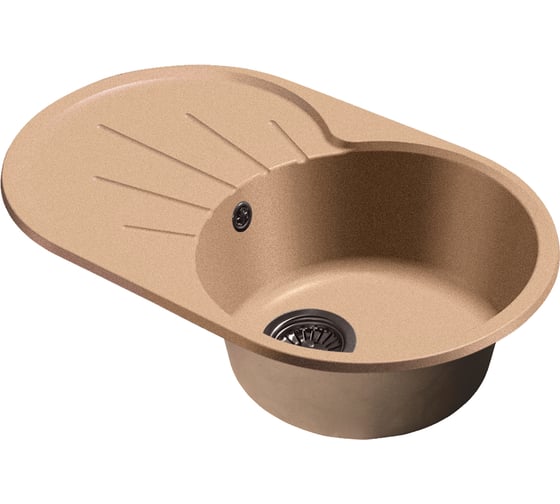 Изображение товара Мойка SANTREK AQUA ROUND SA-R750L чаша + крыло 750х460 мм, песок-302, без сифона 313793