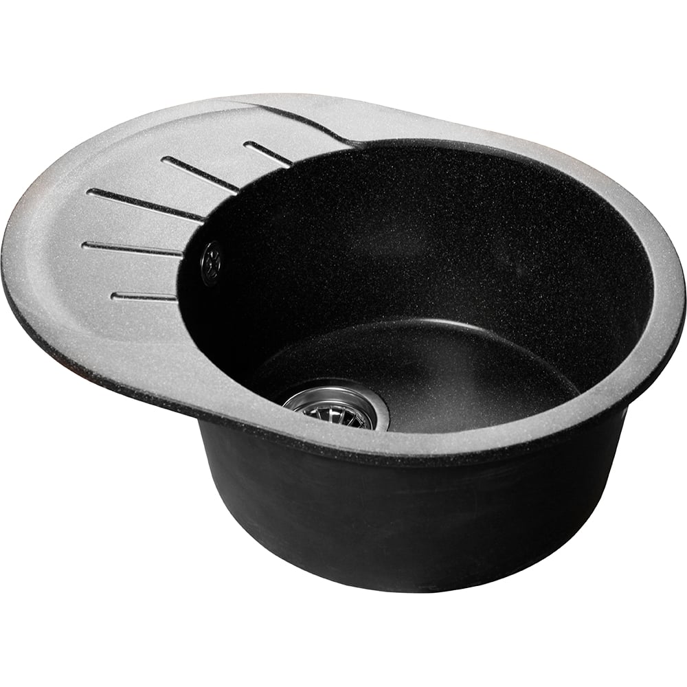 Изображение товара Мойка SANTREK AQUA ROUND SA-R580L черная врезная овальная кухня мойка