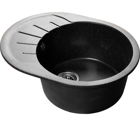 Изображение товара Мойка SANTREK AQUA ROUND SA-R580L чаша + крыло 580х450 мм, черный-308, без сифона 313565