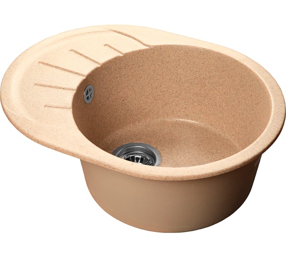 Изображение товара Мойка SANTREK AQUA ROUND SA-R580L чаша + крыло 580х450 мм, песок-302, без сифона 313568