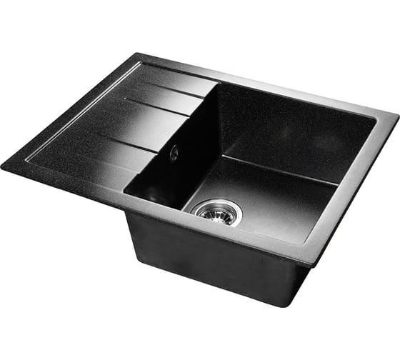 Изображение товара Мойка SANTREK AQUA SQUARE SA-S650L чаша + крыло 650х500 мм, черный-308, без сифона 313767