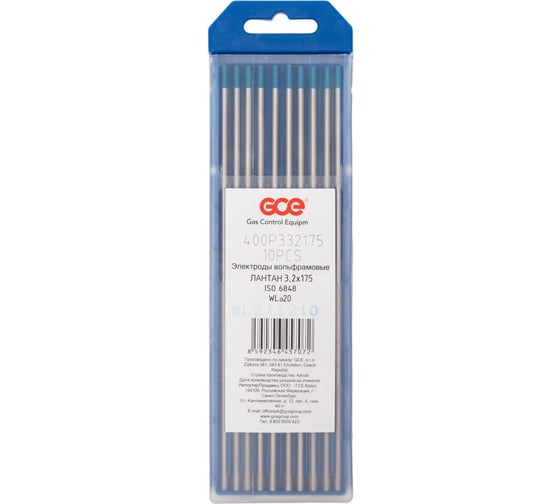 Изображение товара Электрод вольфрамовый WL-20 (10 шт; 3.2x175 мм; синий) GCE 400P332175SB