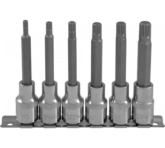 Изображение товара Набор насадок торцевых с вставками-битами SPLINE (1/2"DR, M5-M12, 100 мм, 6 шт.) Ombra 921706